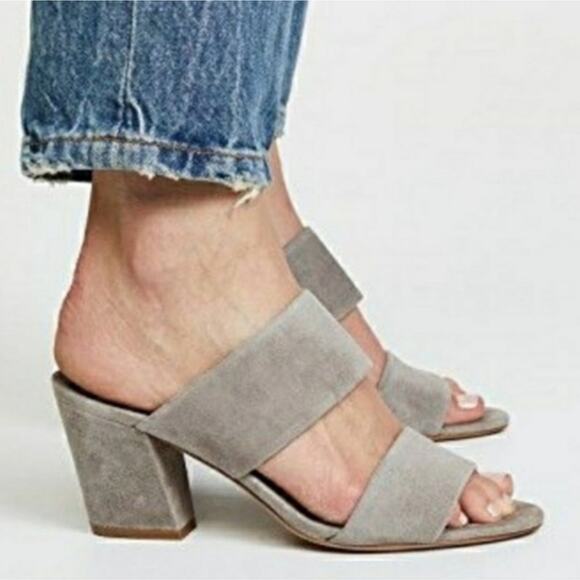 VINCE Benetta Suede Block Heel Slide Sandal In Nude Size 6.5 - Picture 9 of 12